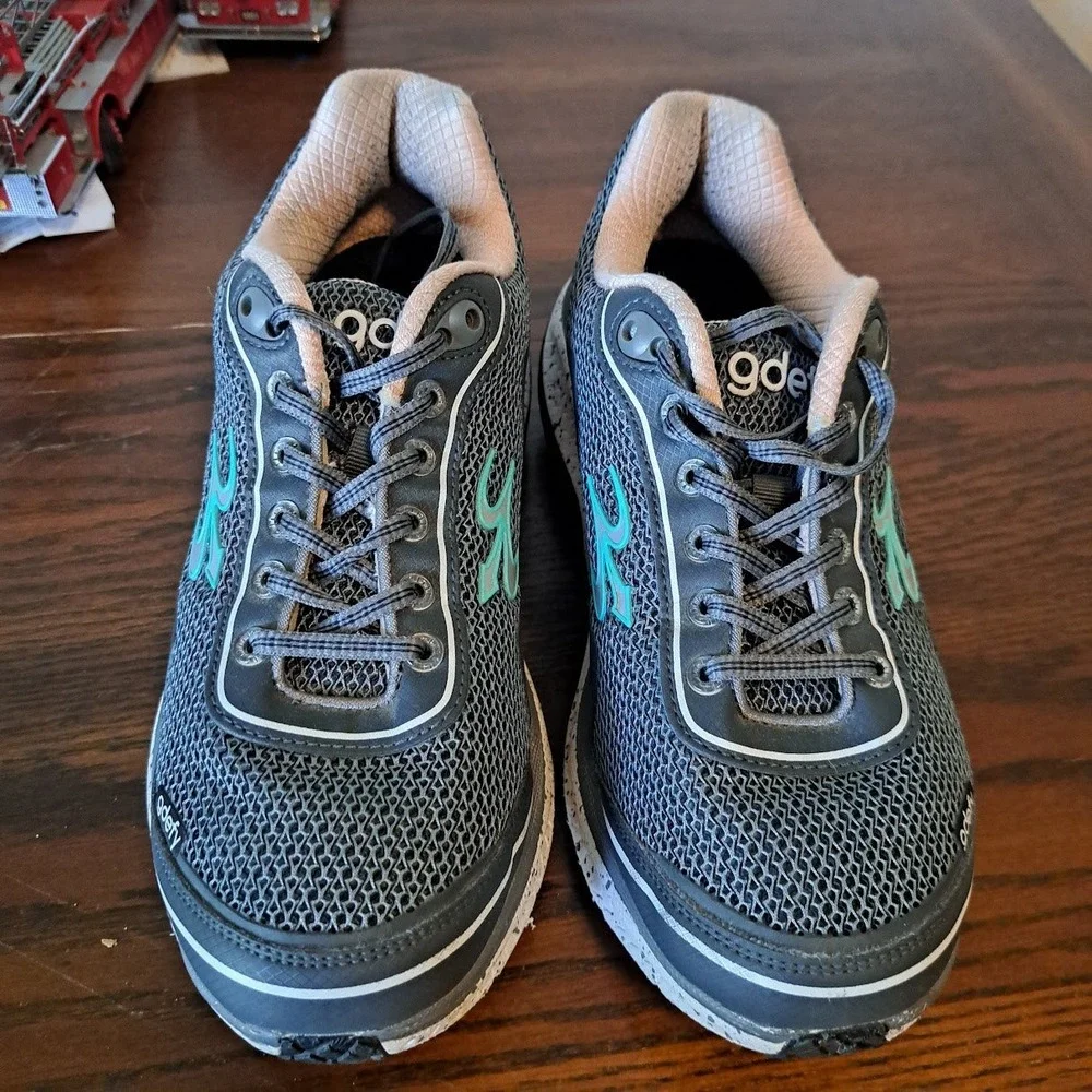 Gravity Defyer G-Defy Ion Women 9 Grey Teal Coral Walking Shoes TB9024FGP-M